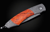 Knife with wooden handle and metallic blade on a black background