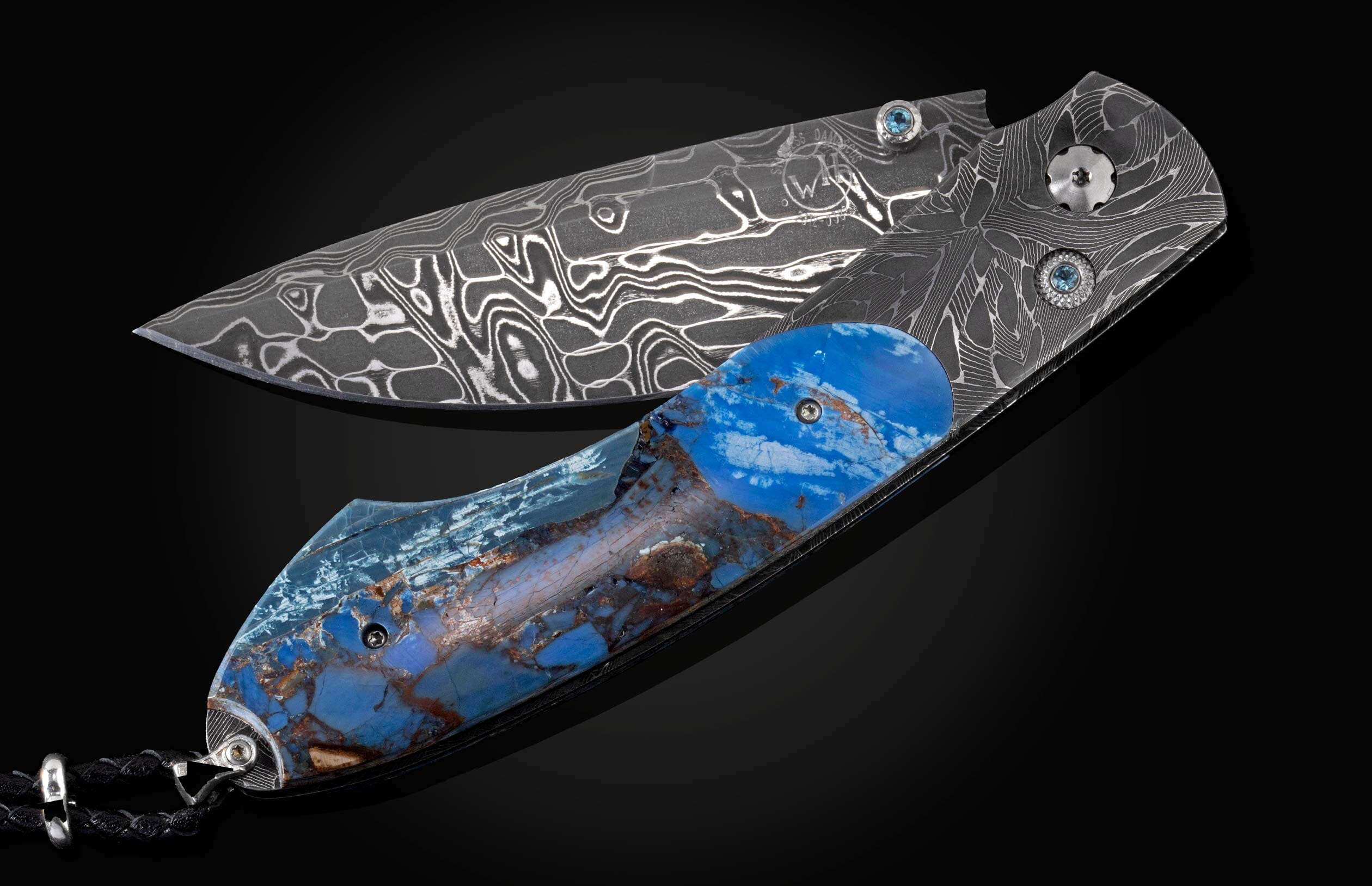 Spearpoint 'Blue Fusion' (B12) Damascus Mammoth Tusk Knife