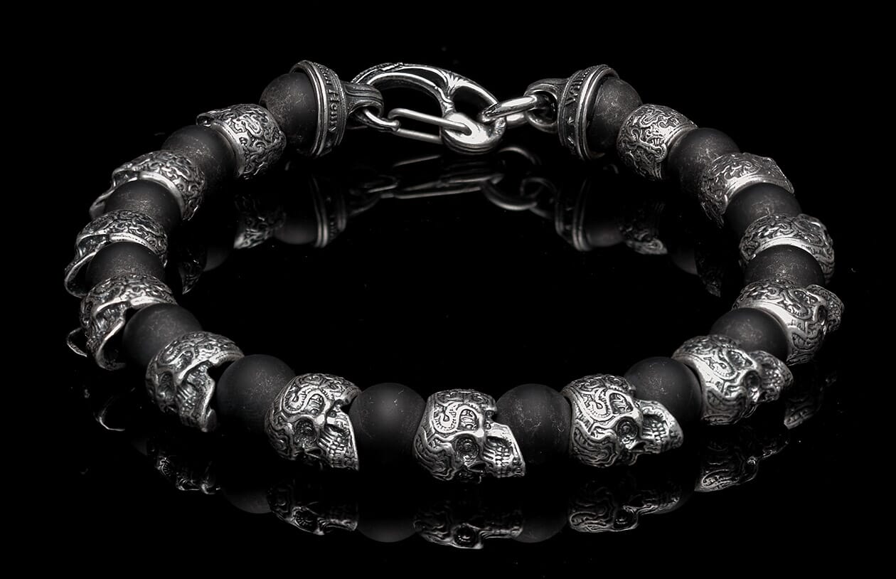 Shaman Men's Black Onyx Skull Bracelet (BB4) – William Henry