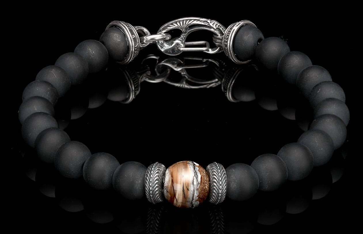 Clan Black Onyx Beaded Men's Bracelet | William Henry