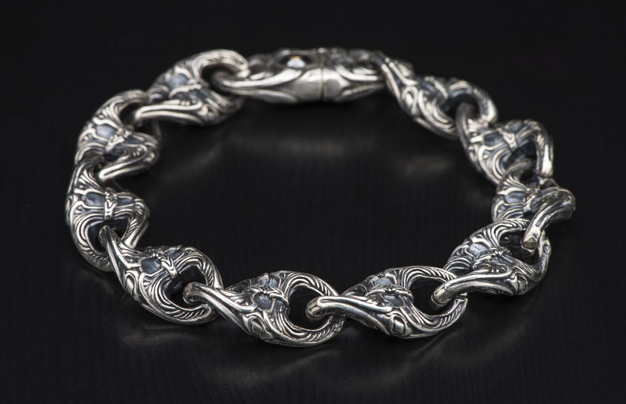 Twist anchor link bracelet in sterling silver with stainless steel