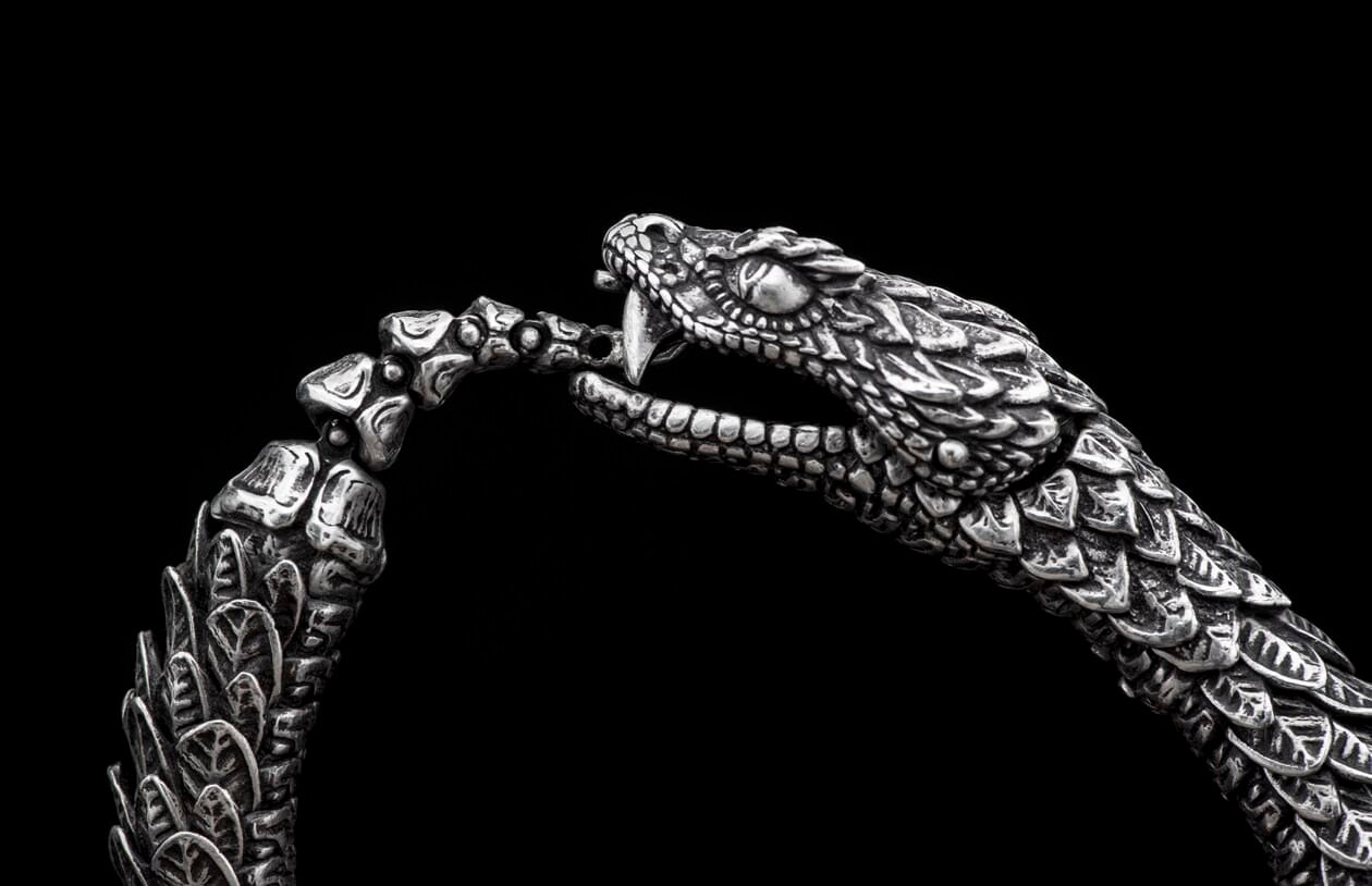 BR6) Unique Sterling Silver Ourobous Snake Bracelet – William Henry