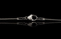 Sterling silver Box Chain necklace men's jewelry from William Henry. Image shows a detail view of the custom William Henry latch.
