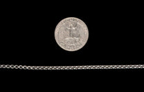 Sterling silver Box Chain necklace men's jewelry from William Henry. Chain is displayed next to a US quarter for size reference.