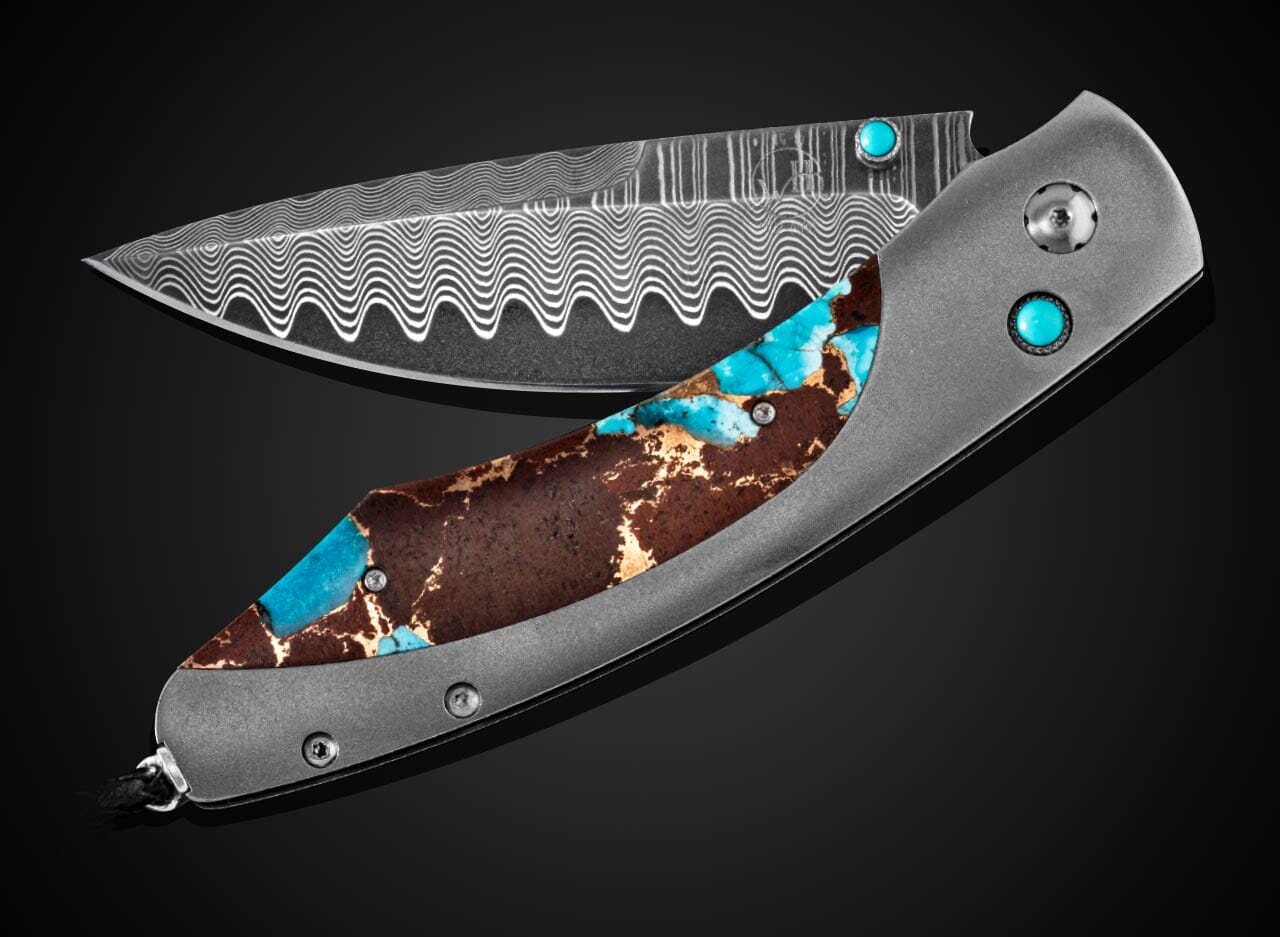 Spearpoint 'Desert Blues' Turquoise & Titanium Pocket Knife