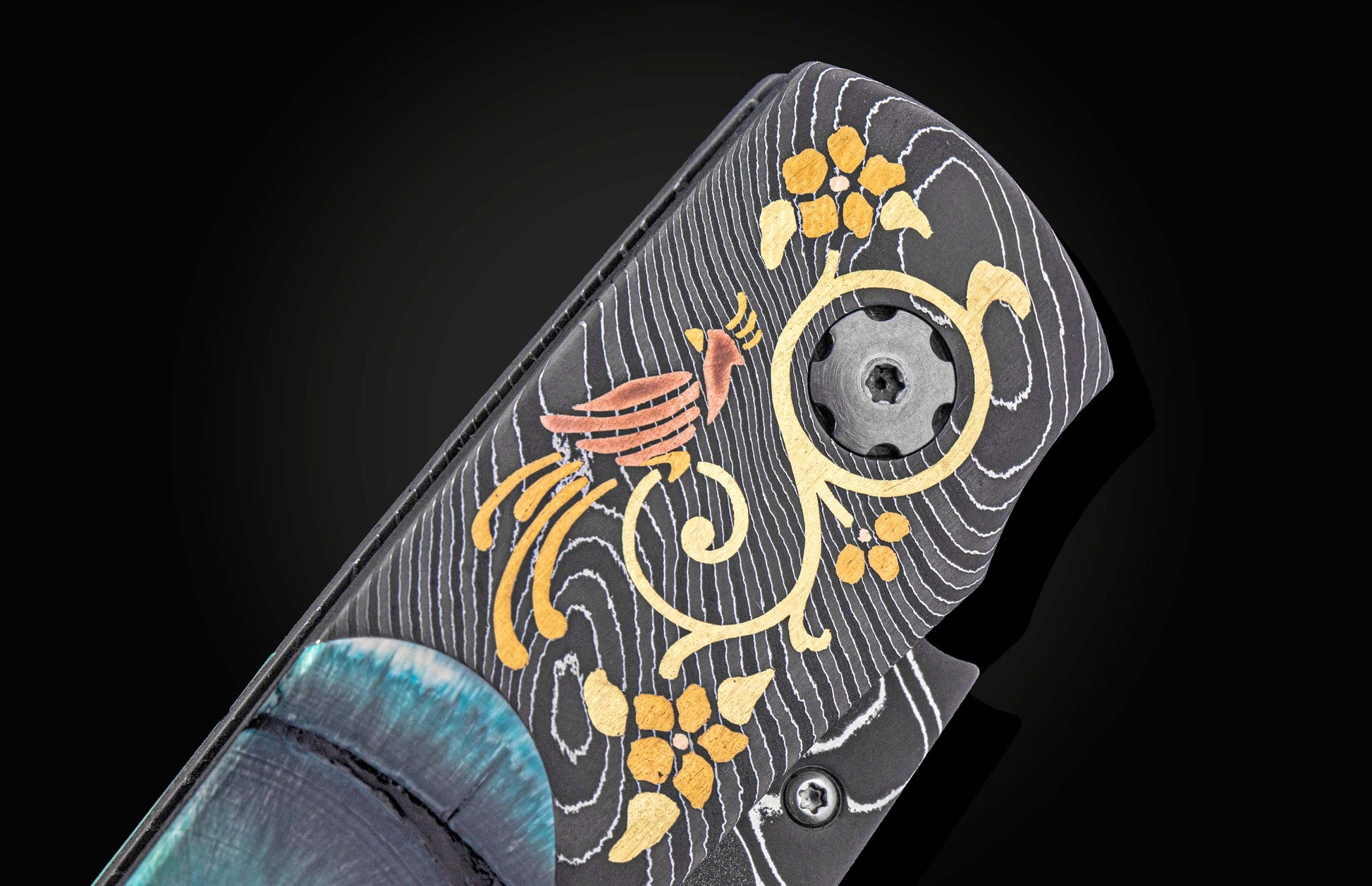 Decorative knife on a black background