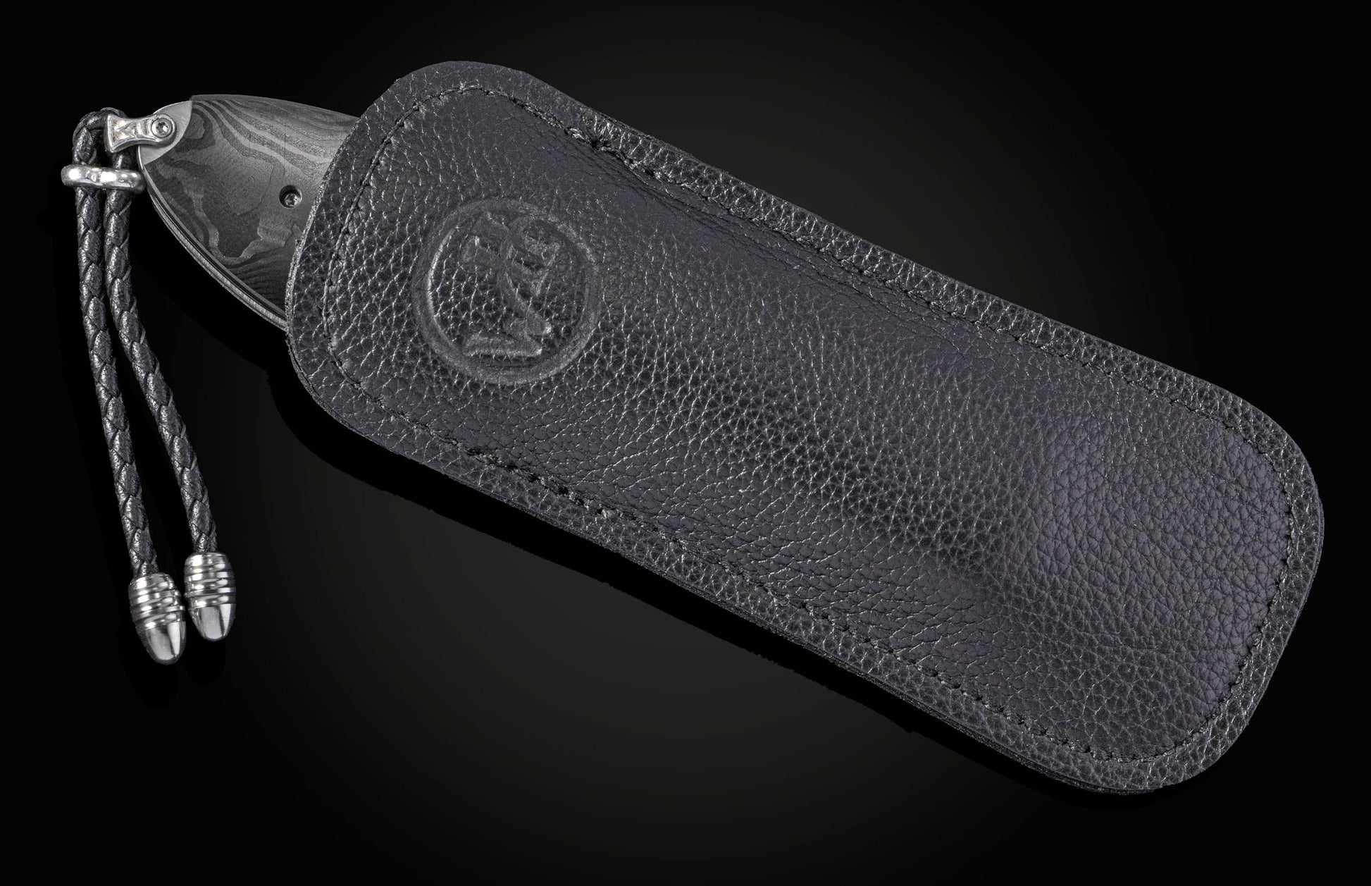 Hand engraved William Henry knife with carbon fiber and damascus steel