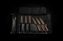K22S-BLK-W| steak knives in leather case