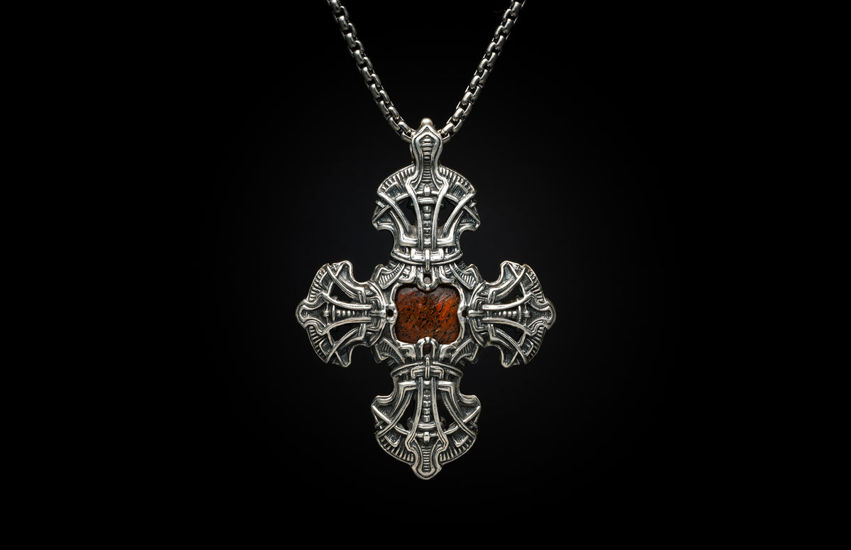 Kells Cross - Red Dinosaur Bone and Meteorite