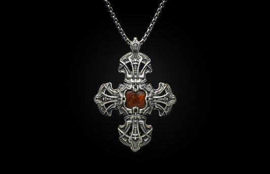 Kells Cross - Red Dinosaur Bone and Meteorite