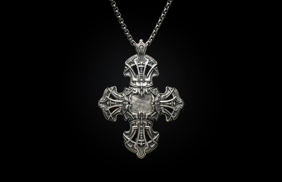Kells Cross - Red Dinosaur Bone and Meteorite