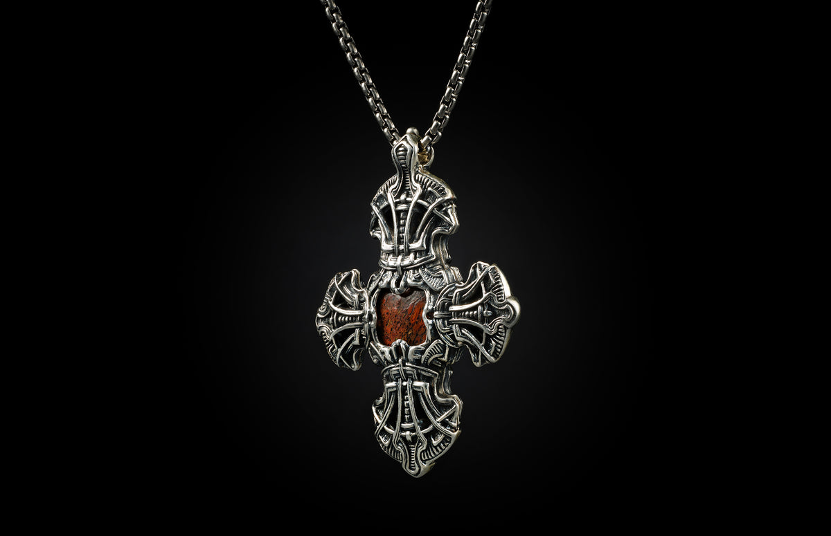 Kells Cross - Red Dinosaur Bone and Meteorite