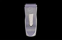 Silver brushed metal money clip with "M4 DEAD HEAD", "WH" logo, and "001/100" engraved.