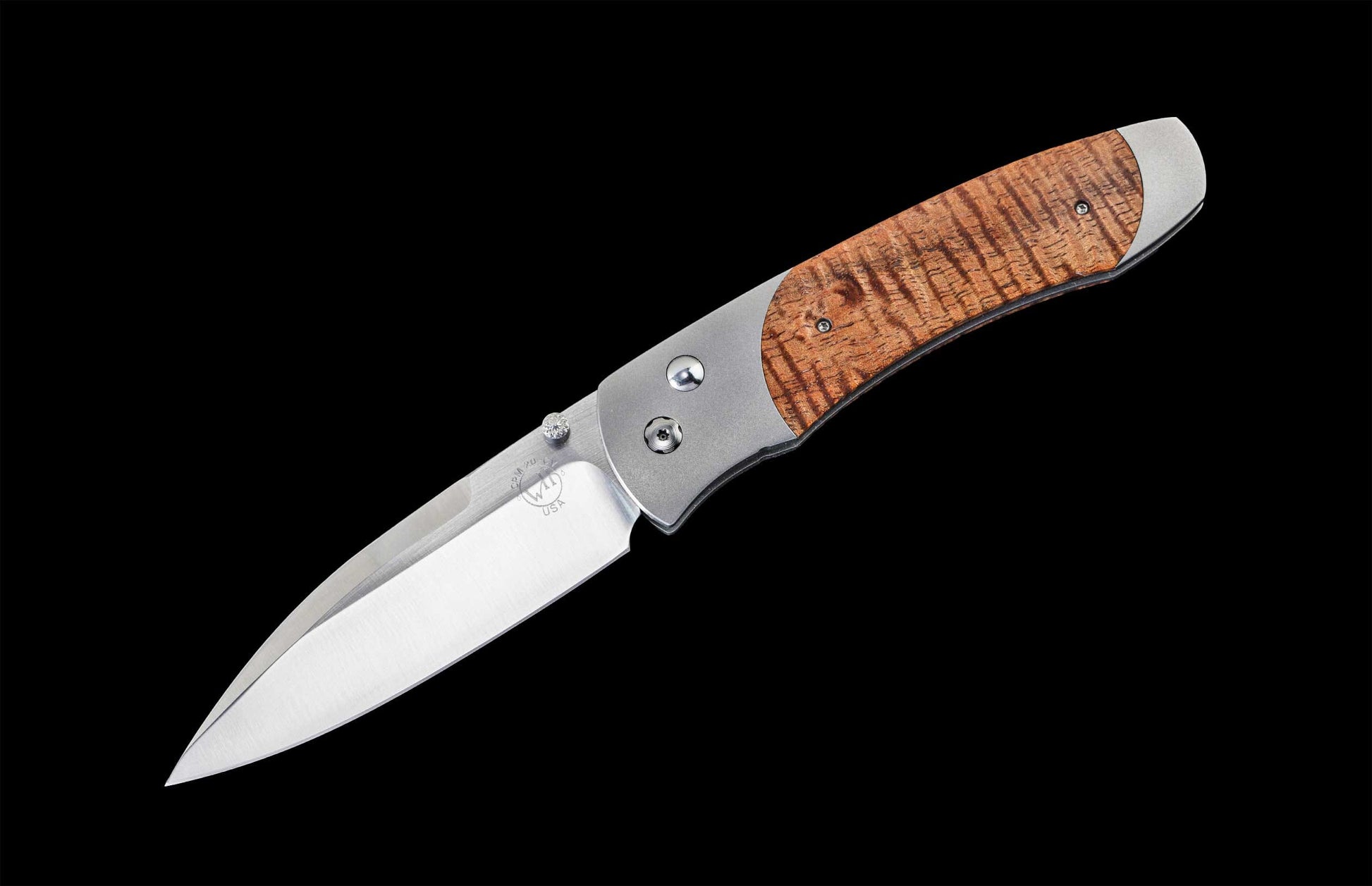 Handcrafted William Henry knife with hand-finished titanium frame