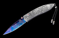 The Monarch America Hand-engraved Pocketknife with Hand-Forged 'Flag' Damascus Blade