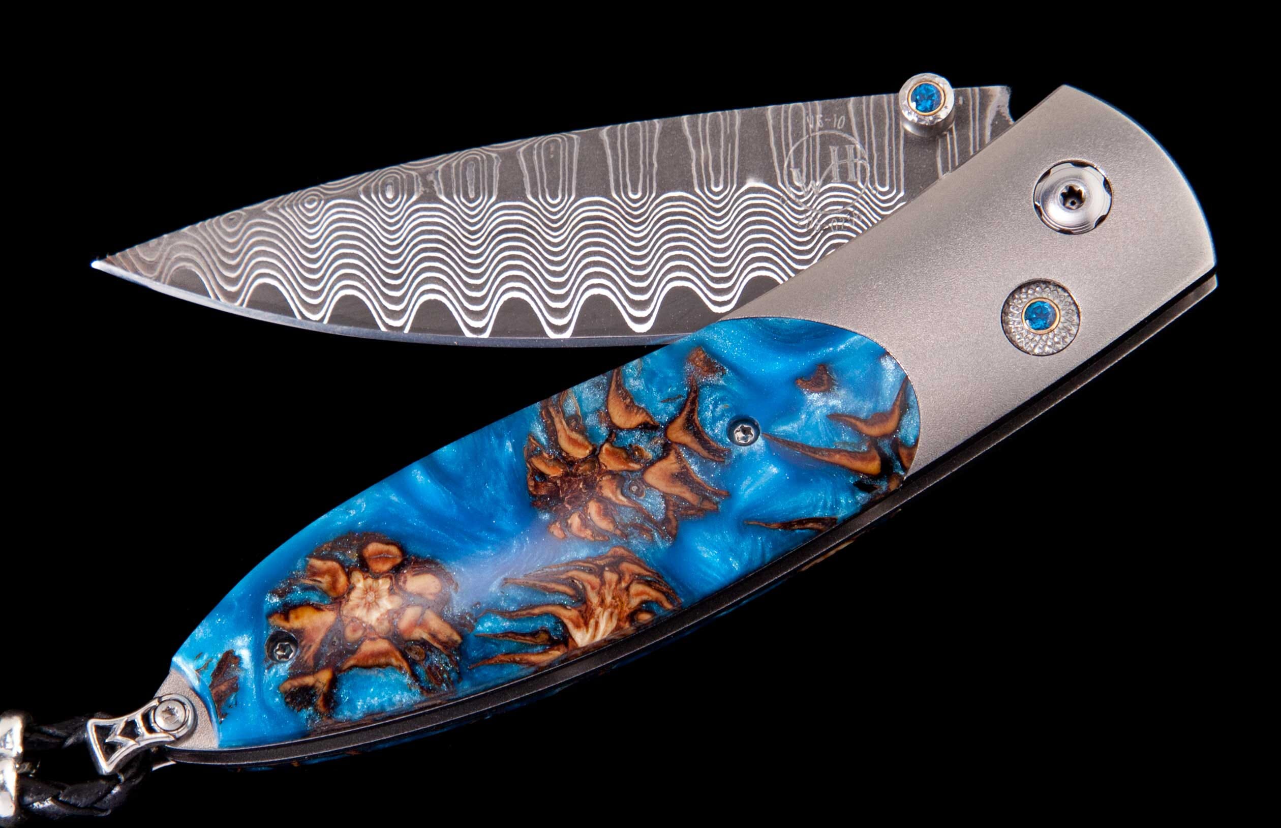 Monarch Ripple Titanium & Blue Spruce Pinecone Knife | William Henry