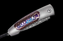 The Dark Fire Titanium Pocketknife with 'Wave' Mokume and Damascus Blade