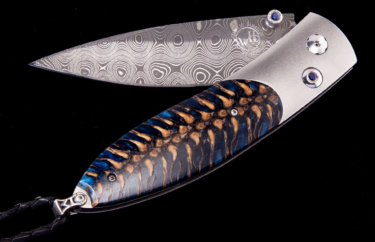 Monarch Ripple Titanium & Blue Spruce Pinecone Knife | William Henry