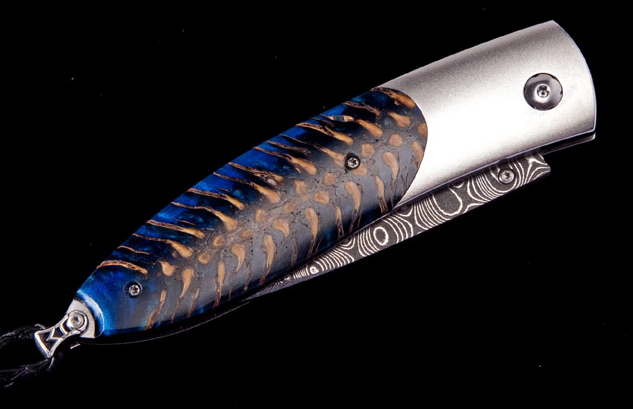 Monarch Ripple Titanium & Blue Spruce Pinecone Knife | William Henry