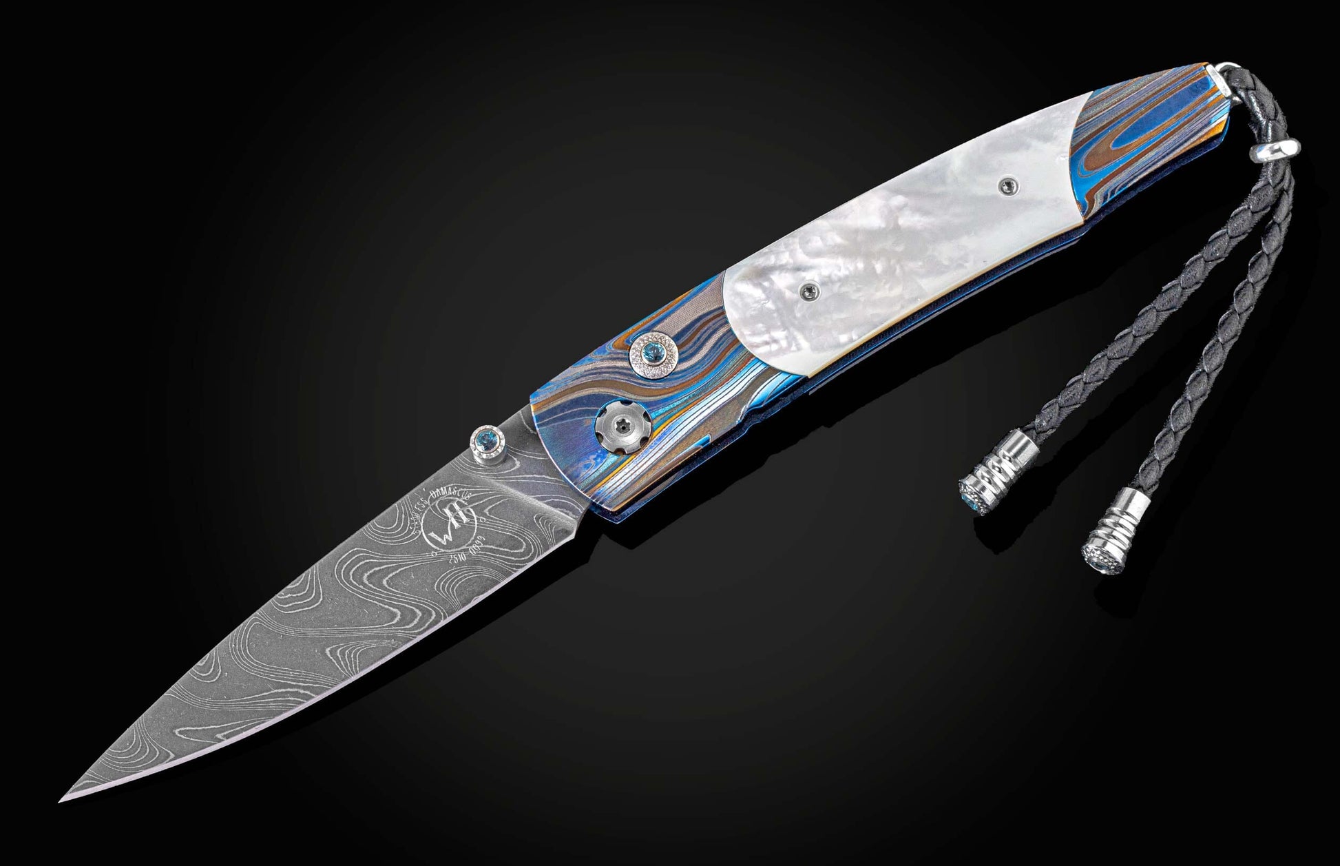  London Blue topaz and a hand-forged damascus steel blade by Chad Nichols