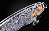  hand-engraved depicting oil rig workers with 24K gold inlays by Bottega Incisioni in Italy