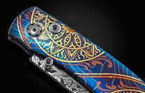  spinel gemstones. and a hand-forged damscus steel blade by Luke Mattern