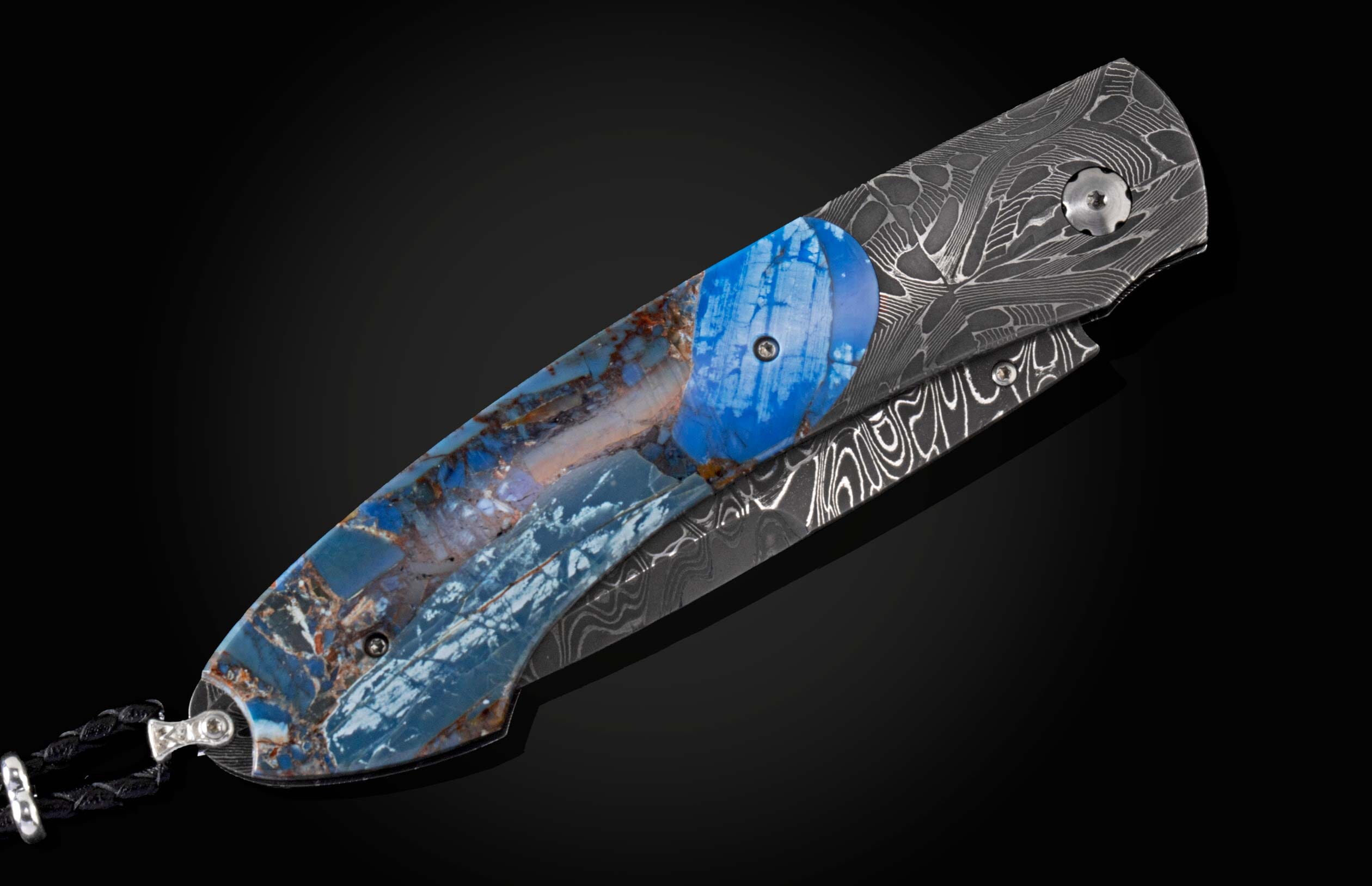 Spearpoint 'Blue Fusion' (B12) Damascus Mammoth Tusk Knife