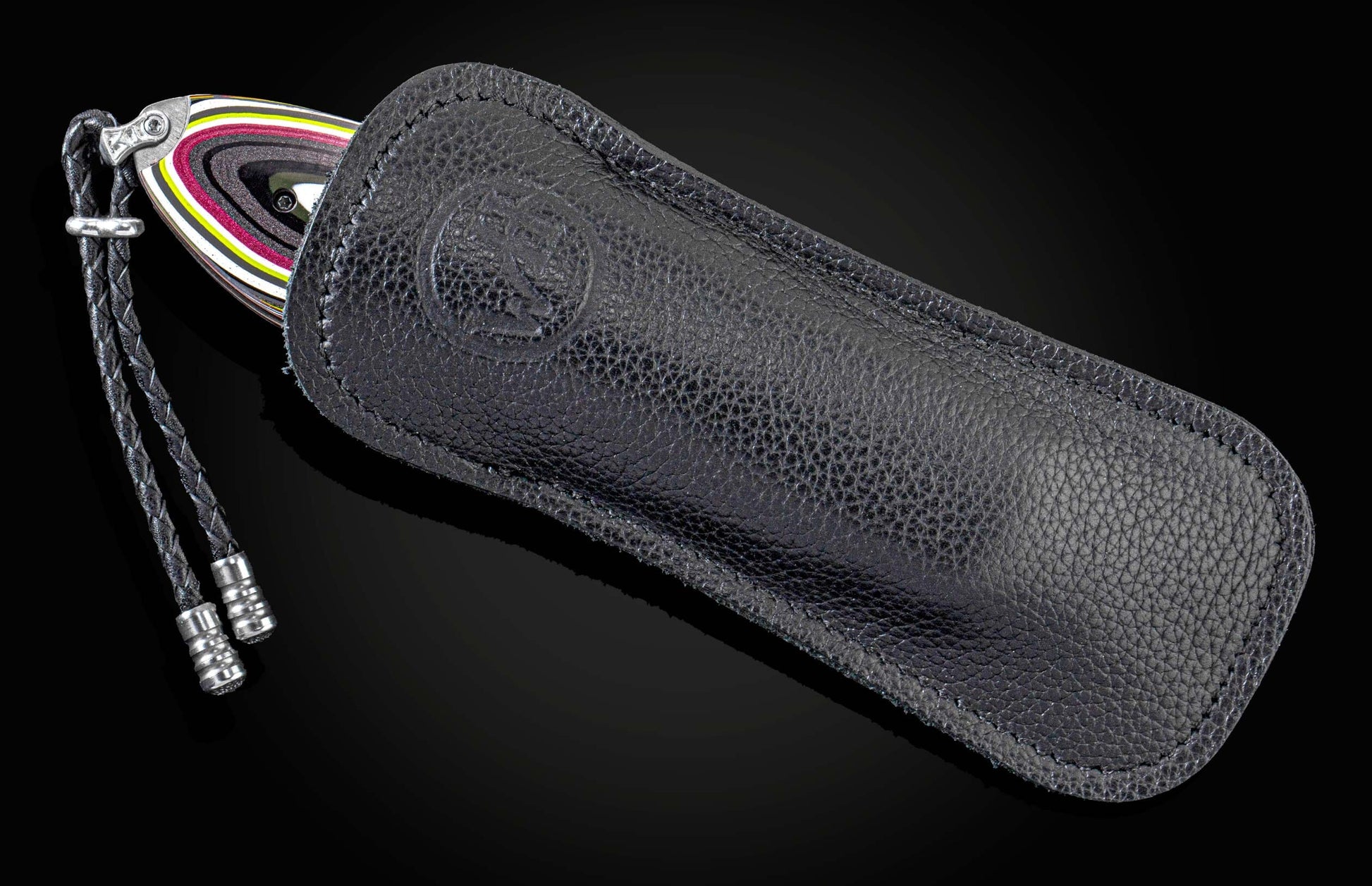 Handcrafted William Henry knife with hand-carved sterling silver framr by Lee Downey