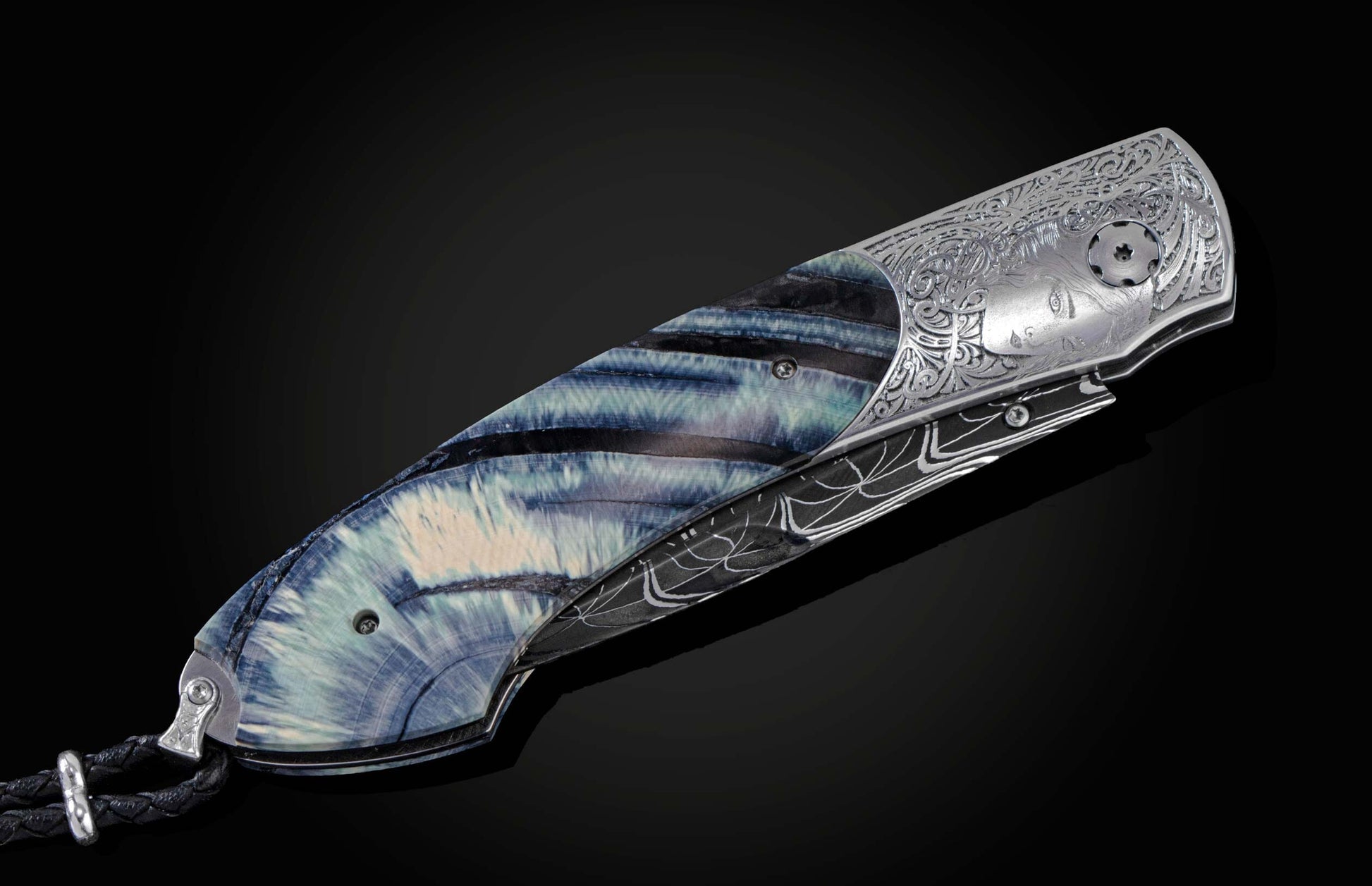 Handcrafted pocket knife from William Henry features a stainless steel frame