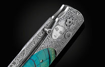  inlaid with blue fossil Woolly Mammoth tooth