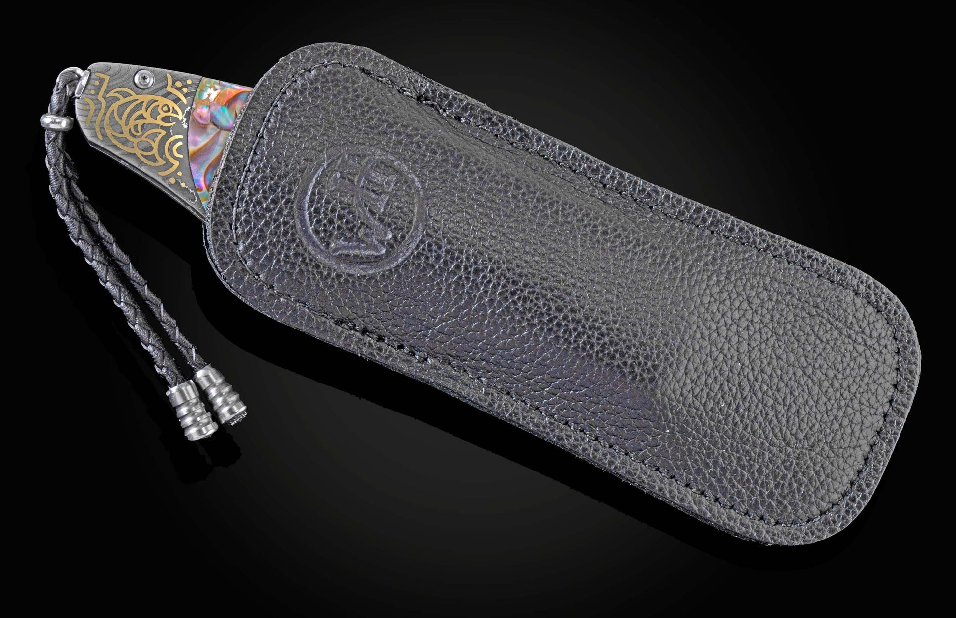 Handcrafted William Henry knife hand-forged damascus frame by Chad Nichols