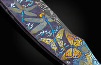Handcrafted pocket knife from William featuring hand and laser-engraving