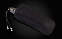 The Spearpoint 'Meteoric' Damascus Pocket Knife in a leather case