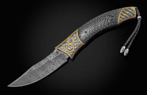  spinel gemstones and a hand-forged 'Hornets Nest' Damascus steel blade by Mike Norris.