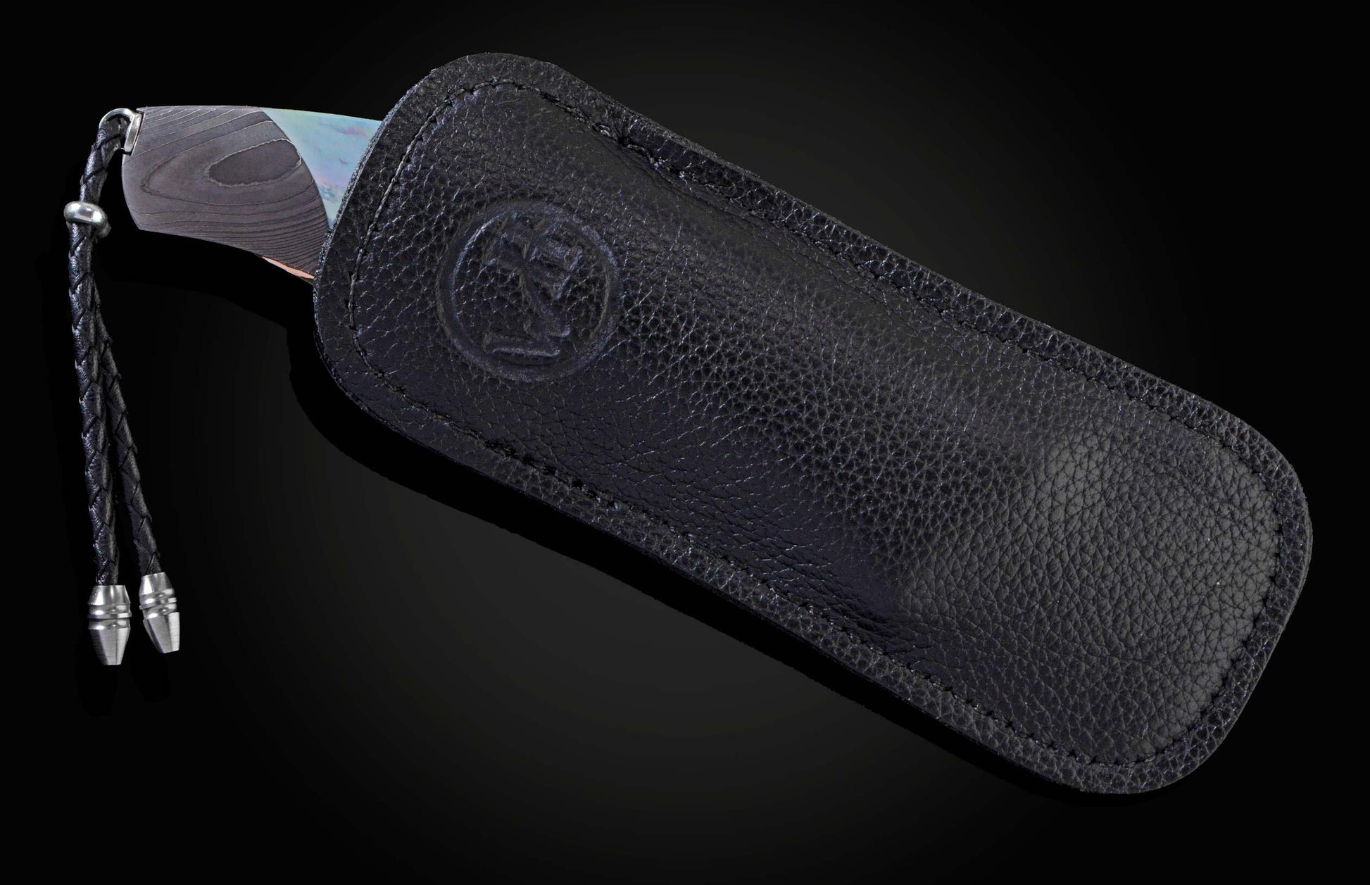 Handcrafted William Henry knife with damascus steel frame by Chad Nichols