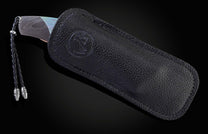 Handcrafted William Henry knife with damascus steel frame by Chad Nichols