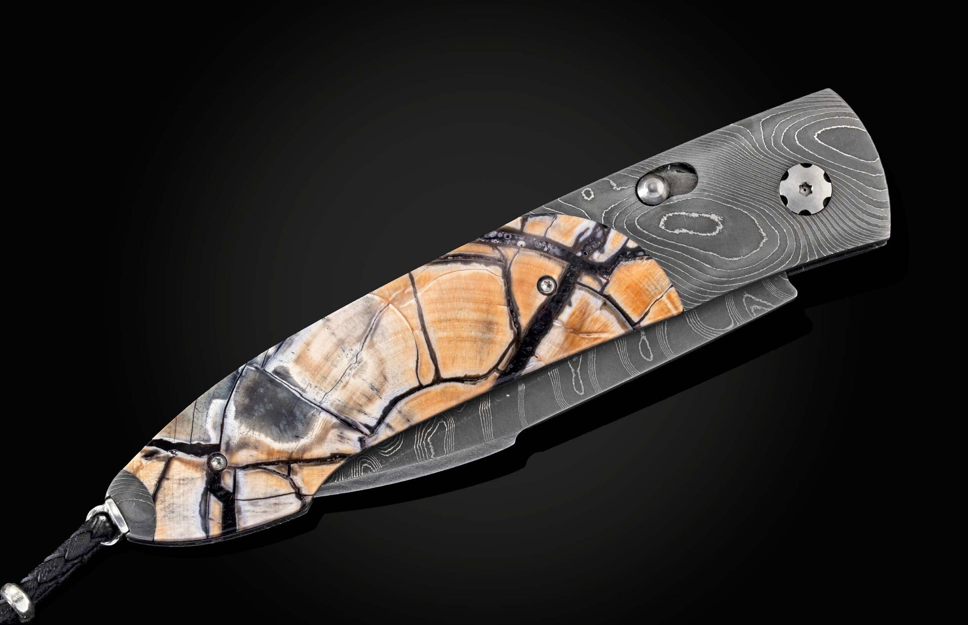 spinel gemstones and a hand-forged Damascus steel blade
