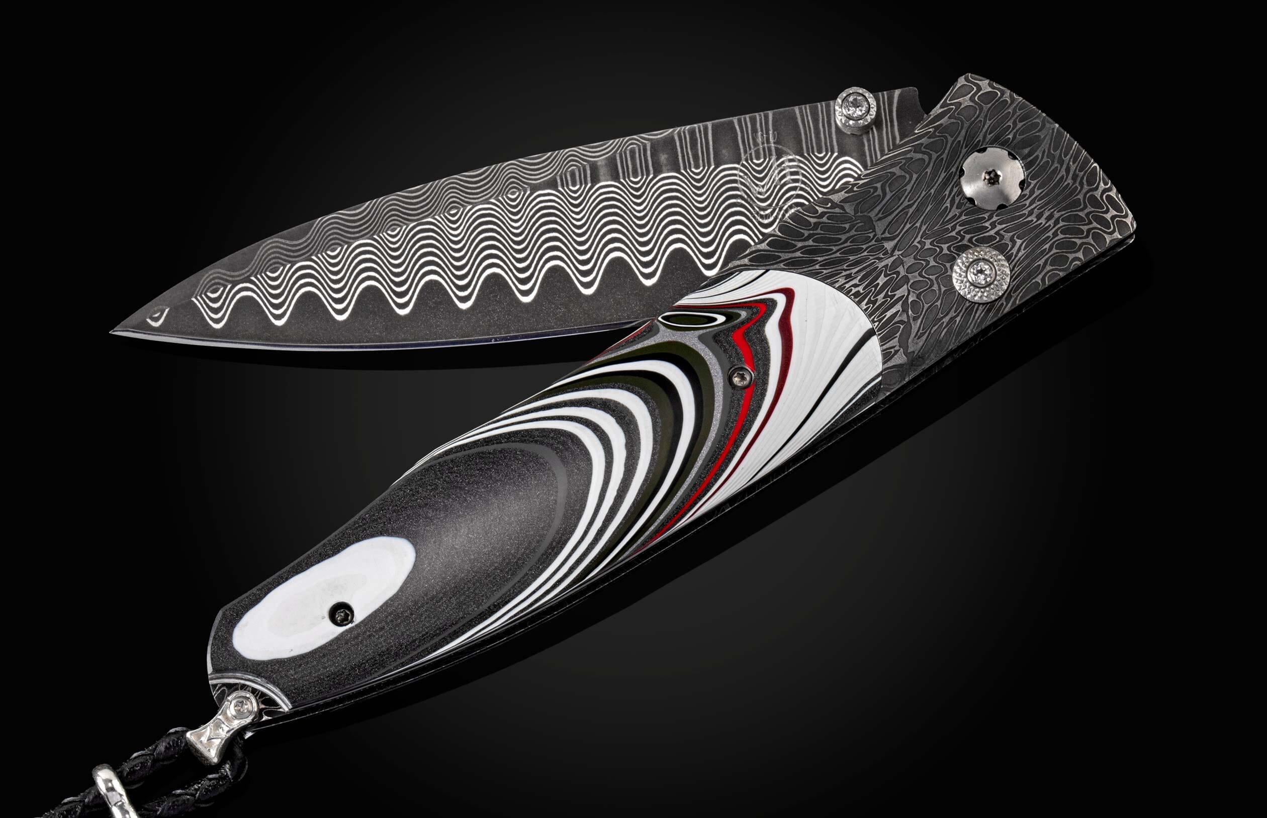 Flathead' Fordite Damascus Pocket Knife and White Topaz – William