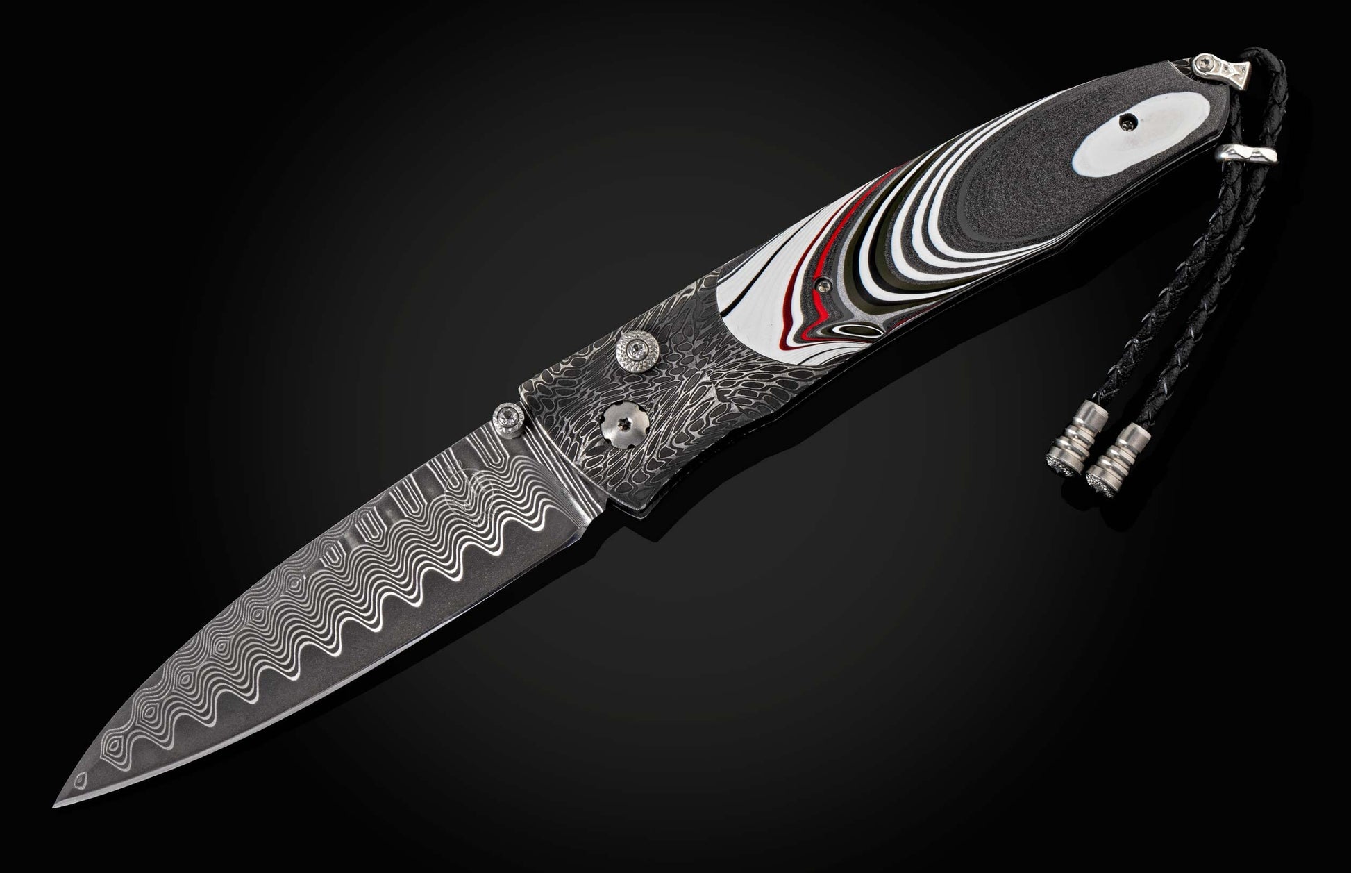 The Flathead Damascus Pocket Knife with Fordite Scales 