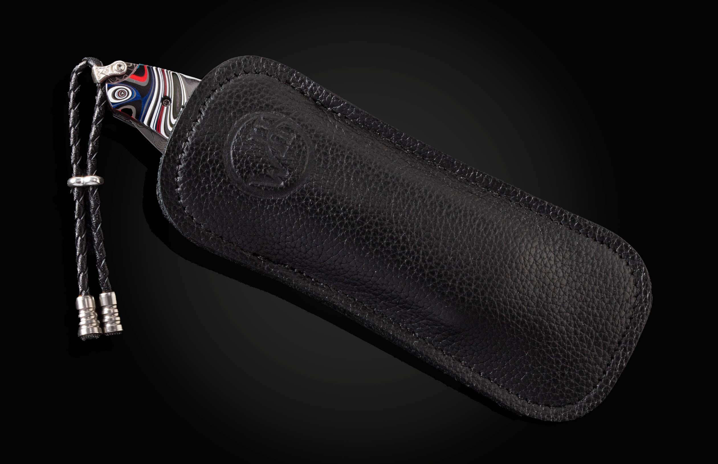 Flathead' Fordite Damascus Pocket Knife and White Topaz – William