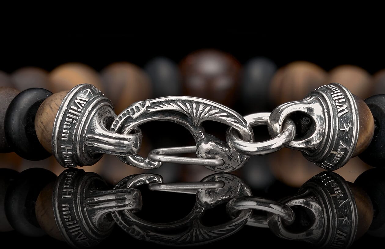 Dragon Fire Men's Beaded Bracelet with Dinosaur Bone | William Henry