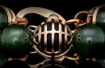 Product details for the Strength Mens Unique 18K Gold Onyx Jade Bracelet (BB29 J RG)