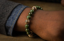 Product details for the Strength Mens Unique 18K Gold Onyx Jade Bracelet (BB29 J RG)