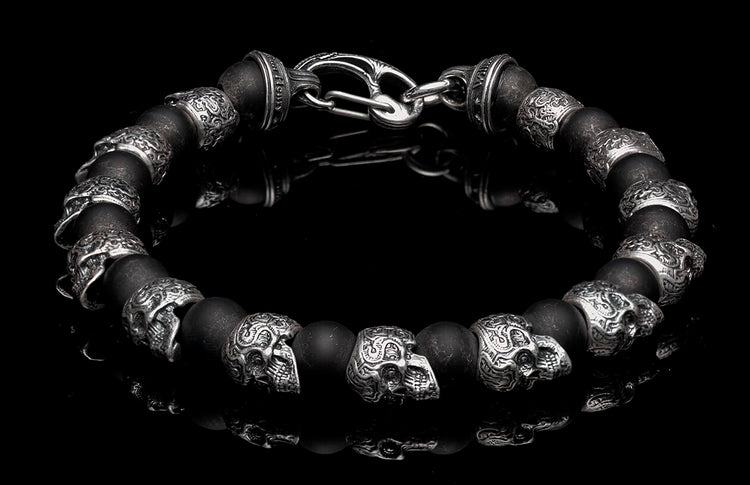 The Shaman Men's Black Skull Bead Bracelet (BB4) 