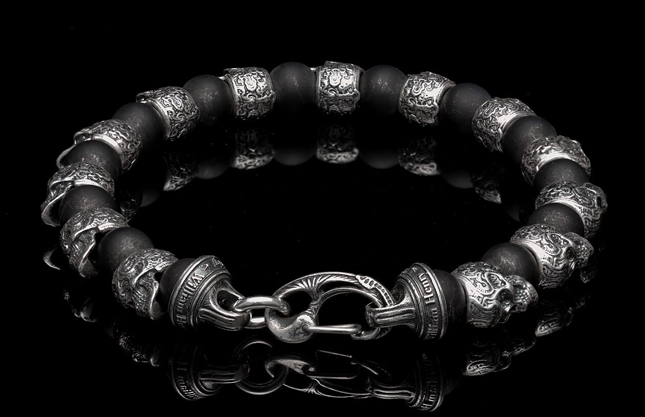 The Shaman Men's Black Skull Bead Bracelet (BB4) 