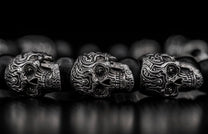 Close up of The Shaman Men's Black Skull Bead Bracelet (BB4) 