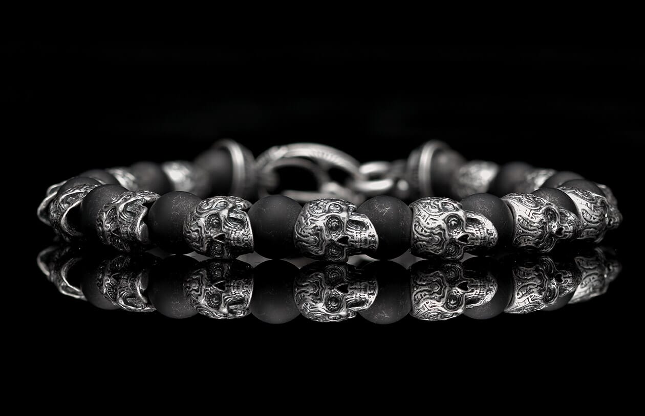 The Shaman Men's Black Skull Bead Bracelet (BB4) 