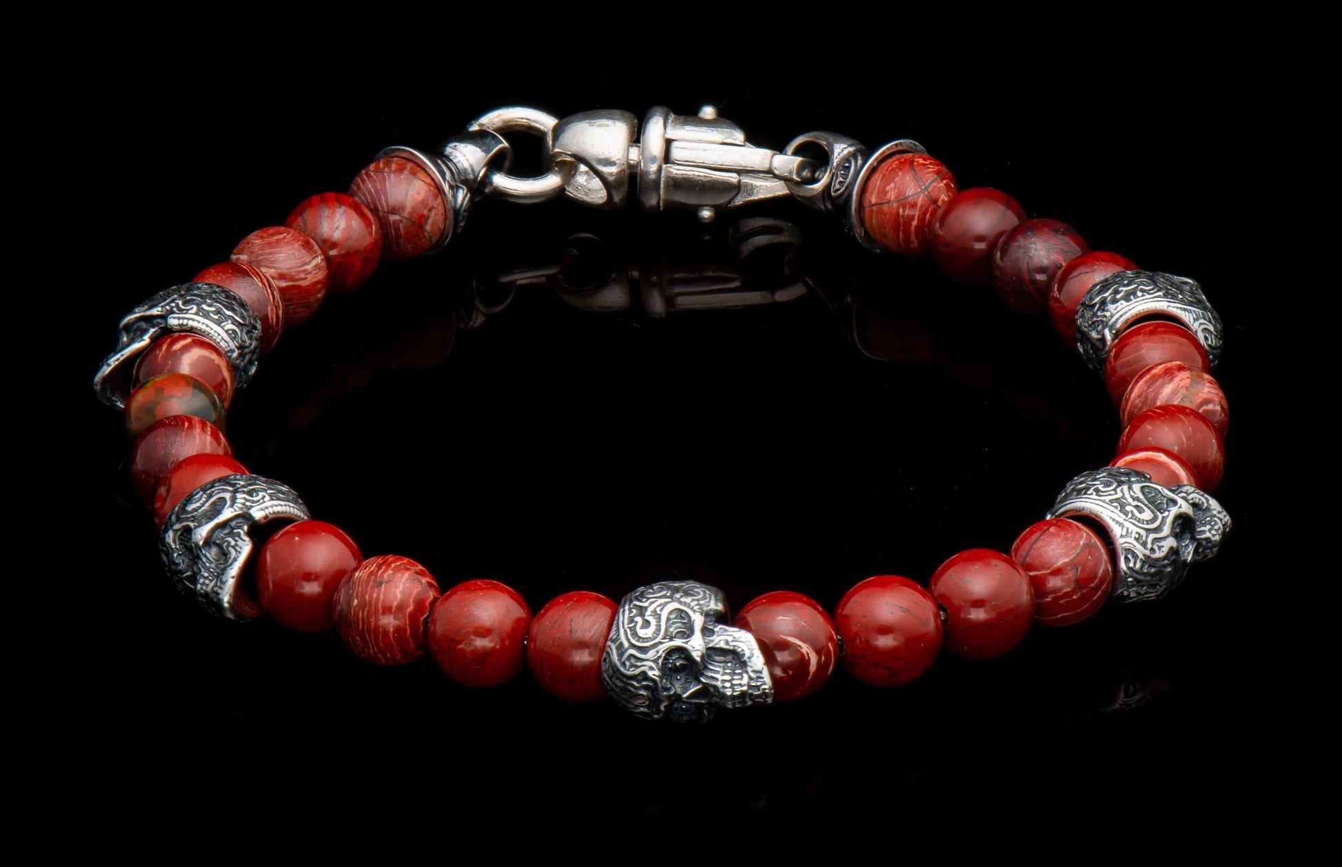 The Red Baron Sterling Silver Skull Bracelet 