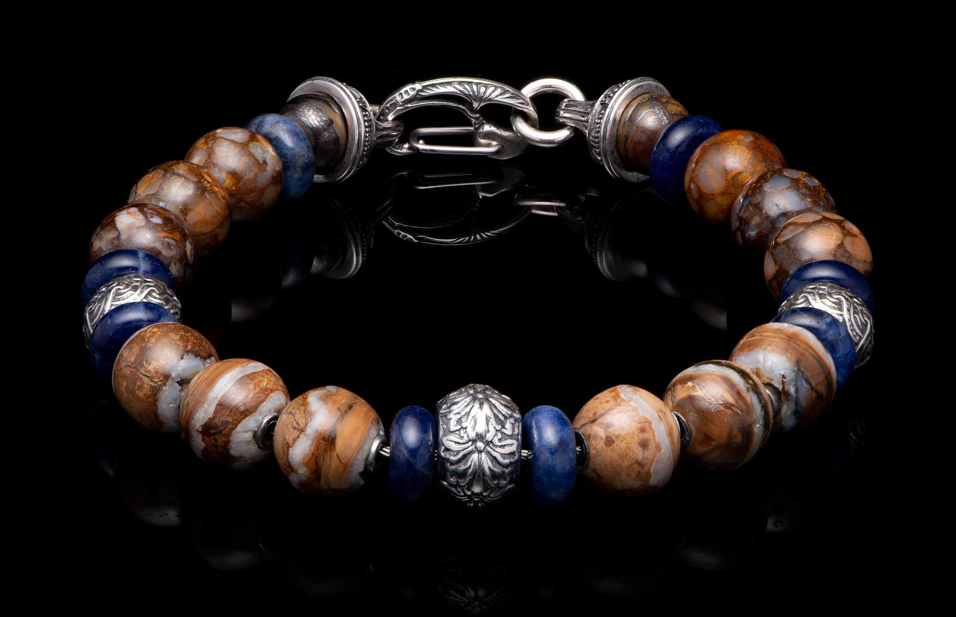 The Sand and Sea Beaded Bracelet with Fossil Mammoth Tooth