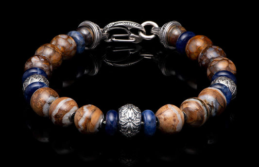 The Sand and Sea Beaded Bracelet with Fossil Mammoth Tooth